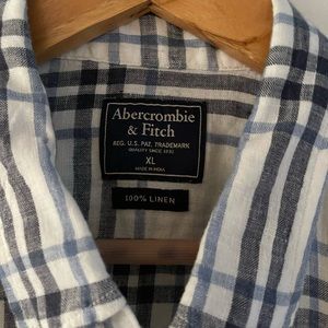 Abercrombie and fitch XL Linen Plaid Shirt Long Sleeves Excellent condition